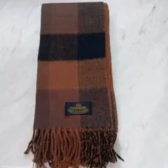 カシミヤ入りウール チェック柄マフラー 日本製