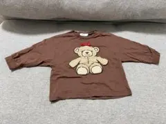 MANUN クマさんアップリケ 長袖カットソー ブラウン