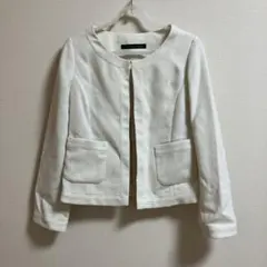 《グリーンレーベルリラクシング》アイボリー ノーカラージャケット