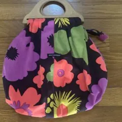 marimekko マリメッコ 花柄 トートバッグ ウッドハンドル - メルカリ