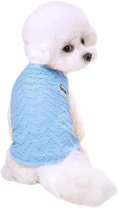 犬服夏用 小型犬向け 冷感メッシュ素材 ブルー, L (3.5-4.5kg))のサムネイル