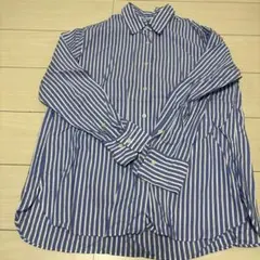UNIQLO 青白ストライプ 長袖シャツ L ユニクロ