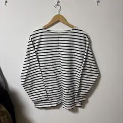無印良品 ボーダー長袖Tシャツ ホワイト×ネイビー Lのサムネイル