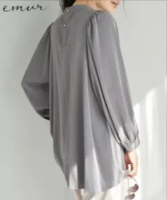 ROPE’ PICNIC【emur】サテンボリューム袖ブラウス チャコールグレー