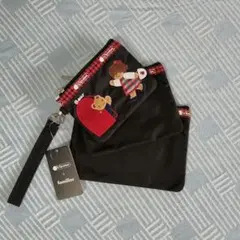 レスポートサック ブラック 刺繡 familiar 3連ポーチ