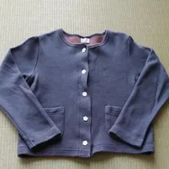 コンビミニ　グレー　カーディガン　お花ボタン