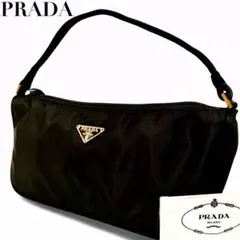 【正規品・美品】PRADA プラダ アクセサリーポーチ ミニバッグ 三角ロゴ 黒