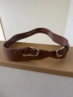 ブラウンレザーベルト シルバーリングバックル