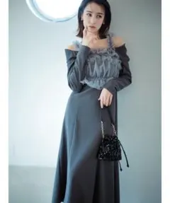 【dazzlin】チュールギャザービスチェカットワンピース