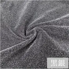黒地　表シルバーラメ　裏ブラック　透け感　伸縮　衣装生地 85×140cm