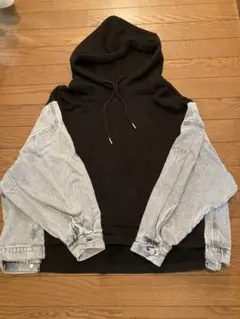 デニムドッキングパーカー ブラック