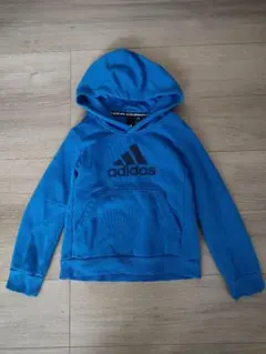 adidasアディダス フード付きパーカートレーナー120 青ブルー スウェット