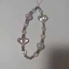 ハンドメイド ハートビーズ ストラップ