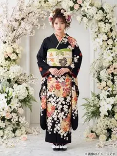 479 濃紺　金銀　百合蝶　正絹振袖6点フルセット成人式卒業式謝恩会結婚式 479 濃紺 金銀 百合蝶 正絹振袖6点フルセット成人式卒業式謝恩会結婚式