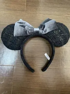 ディズニー カチューシャ ブラック ツイード スパンコール