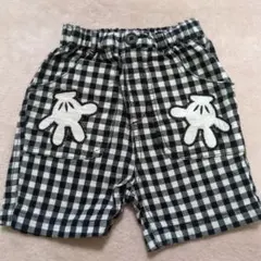 プティマイン　ミッキー　ギンガムチェック　ハーフパンツ　ディズニー　80