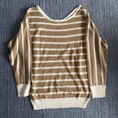 Honeys colza セーター ニット 長袖 ボーダー ブラウン