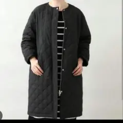 IENA 洗える ノーカラーキルティングコート　ブラック　34