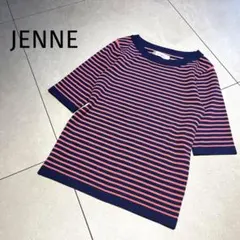 JENNE★ボーダーサマーニットトップス　半端袖