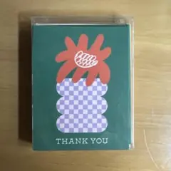 新品未使用　レターセット　サンキューカード　ポップ　フラワー　グリーン