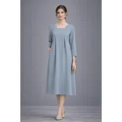 新品 DRESS PLUS ワンピース フォーマル 結婚式 ブルーグレー XL