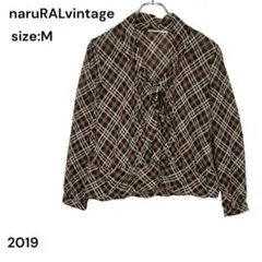 natuRALvintage シャツ　ブラウス Ｍ　長袖　チェック　おしゃれのサムネイル