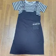 新品・未使用　キッズ　女の子　ワンピース　130㎝　ボーダー　黒
