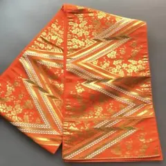 七五三 7歳 子供用 帯 作り帯 オレンジ 金 古典柄 女の子 和装