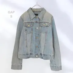 GAP ギャップ　デニム ジャケット　薄青　ダメージ加工　シンプル　羽織りのサムネイル