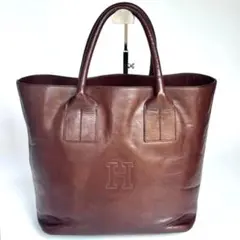 レザーリペア仕上げ HIROFU ヒロフ レザートートバッグ 赤茶 Hロゴ A4 