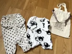 ロンパース 70cm 2点セット petit main水玉 ベビーざラスくま柄