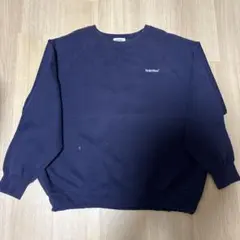 BrokenBase ワンポイント刺繍裏起毛スウェットクルーネック　ネイビー　M