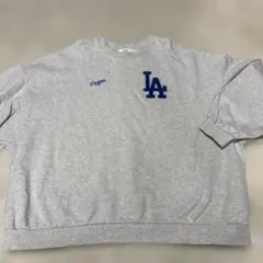 perushu×MLB ドジャース スウェット トレーナー グレー L ロゴ