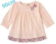 ピンク フリル付き長袖シャツ