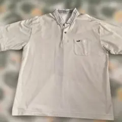 クロコダイルのストライプ襟　黄緑色ポロシャツ　LLサイズ　綿63% ポリ37%