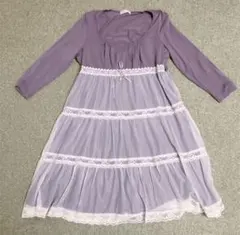 ルサロンディ　ベビードール風チュール重ねカットソーワンピース