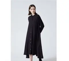 mizuiro ind T/Rスタンドカラーフレアワンピース　シャツワンピース