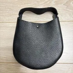 ミニブラックレザー バッグ ハンドル付き