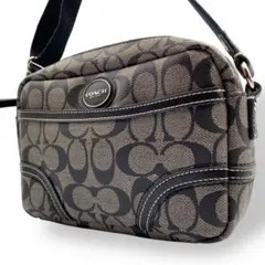 極美品 COACH コーチ ショルダーバッグ シグネチャー PVCレザー 黒