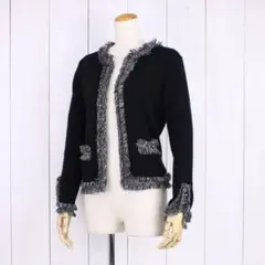【値下げ】ギャラリービスコンティ　春秋冬　ニットジャケット　黒　M相当のサムネイル
