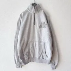 Champion ハーフジップスウェット　ワンポイント　古着メンズ　L