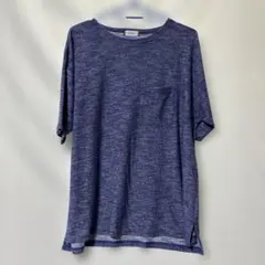 ブラウニー M ブルー Tシャツ 半袖 ポケット メッシュ 杢 青