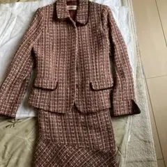 KATHARINE ROSS ブラウンツイードセットアップボコボコの生地