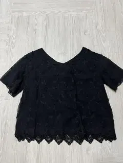 MAJESTIC LEGON 花柄刺繍 半袖ブラウス ブラック M