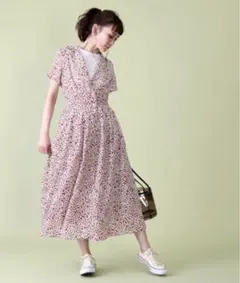 小花柄　ロングワンピース