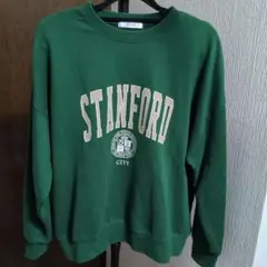 古着風 ap retro カレッジロゴ スウェット グリーン