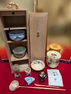 茶箱 お茶道具セット 利休茶箱 朱塗り棗 時代物 骨董 - メルカリ