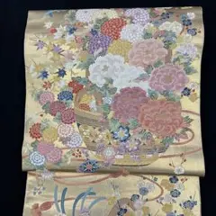 菜の花様専用新品西陣名門長嶋成織物謹製正絹 特撰本金織宮廷加賀花飾優美最高級袋帯のサムネイル