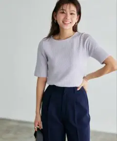 【新品未使用】シルクタッチウォッシャブル半袖リブニット M