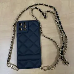 ハンドメイド iPhone 12Proケース チェーンストラップ付